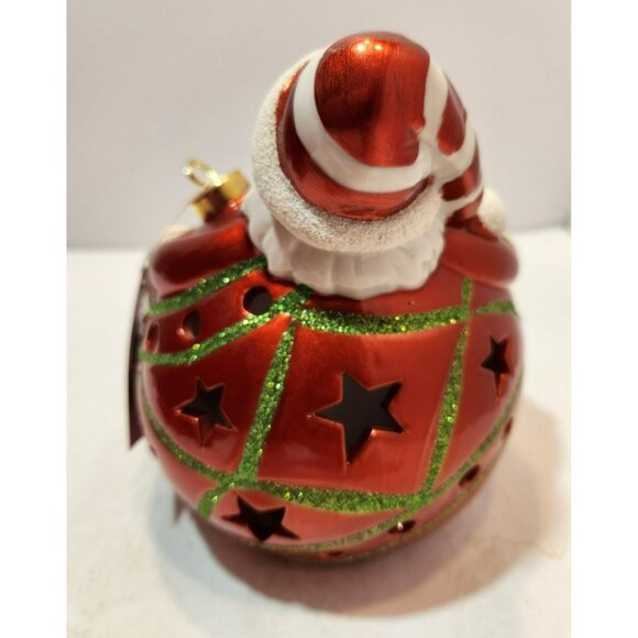 Home Reflections Ceramic Luminary Santa Ornament w/ Colorful Lights or Candle - Picture 14 of 16